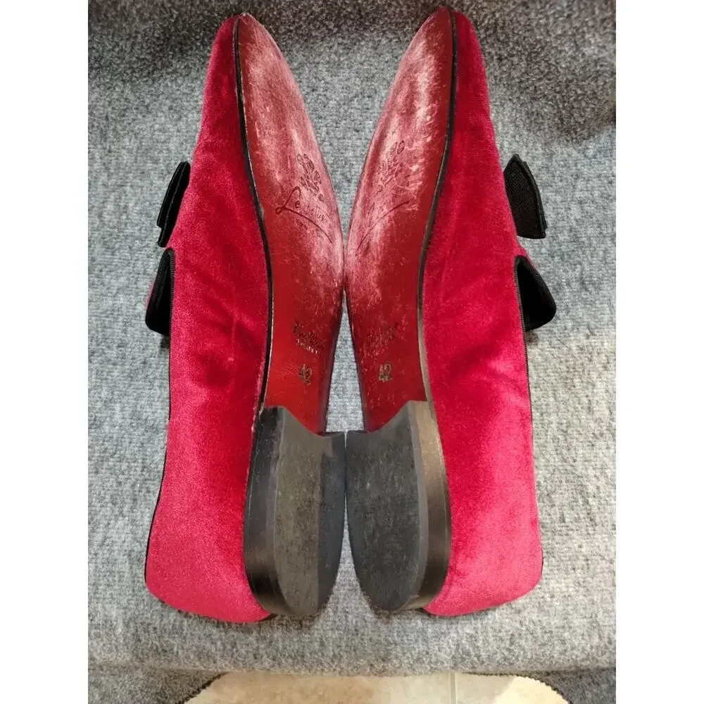 Le Bottiee 1965 - Mens Loafers - Made in Italy - Red Velvet & Blk - Size 9 US